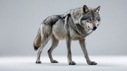 Fototapeta premium She-wolf isolated against white background with beautiful eyes and fur