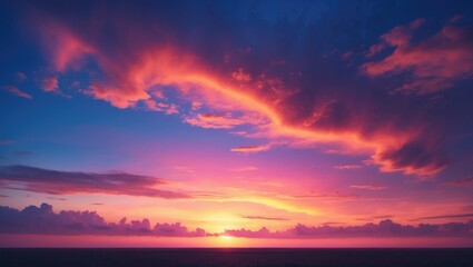 Obraz premium Vibrant abstract background with sunset hues and fiery orange sky