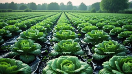 Fototapeta premium Healthy Leaf Vegetables in a Lush Agricultural Field