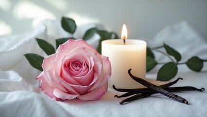Pink rose and vanilla bean scented candles