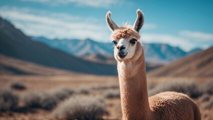 Obraz premium Peruvian Llama in the Andean Mountains