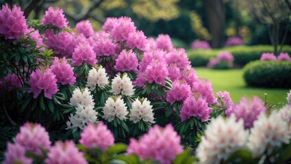 Obraz premium Rhododendron and blooming azalea - stunning flowering shrubs