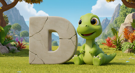 A super colorful and bright composition featuring large 3D letters "A B C" in the center, each letter designed in soft,