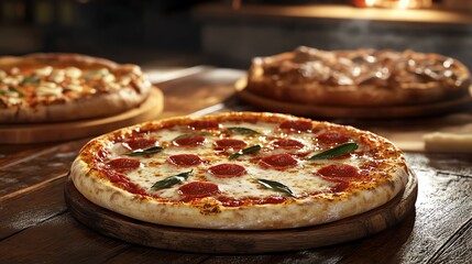   Delicious pepperoni pizza, fresh from the oven.