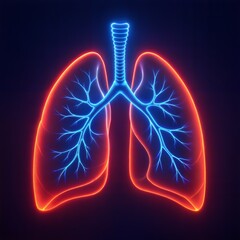 Neon Anatomical Lungs – Symbol of Breathing and Health