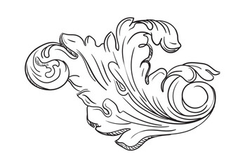 Abstract curved twisted leaf ornate design element vector
