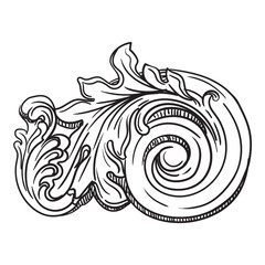 Antique hand drawing scroll design element vector illustration