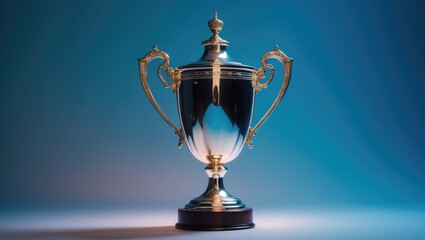 Fototapeta premium Low angle shot of a shiny trophy symbolizing victory against a backdrop