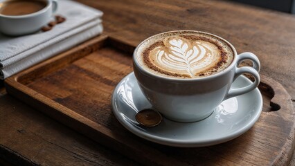 Cup of Coffee with Leaf Latte Art