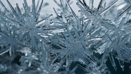 Close-up of intricate ice crystals formation