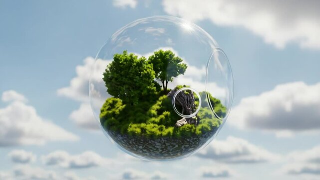 Enclosed Ecosystem: A Miniature World in a Glass Sphere