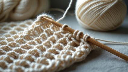 Handmade crochet scarf featuring natural cotton fiber and detailed texture design