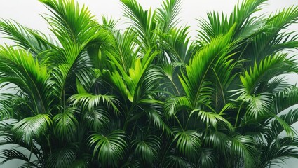 Fototapeta premium Lady Palm is simple to cultivate indoors or outdoors, on a white background.