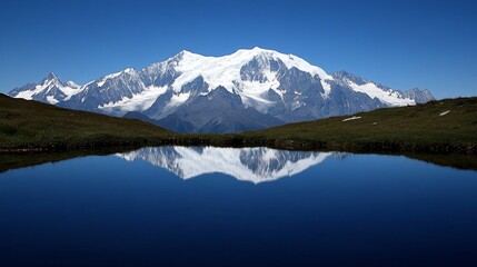 Majestic mountain reflected in a serene alpine lake
