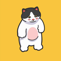 Standing Cat Meme Sticker T-shirt Vector Cute Illustration