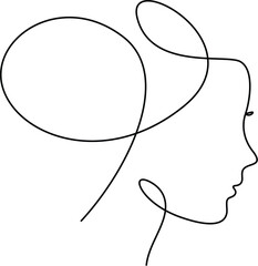 Abstract one-line art drawing of a woman's face. 