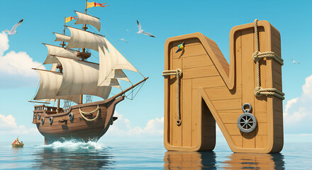 A super colorful and bright composition featuring large 3D letters "A B C" in the center, each letter designed in soft,