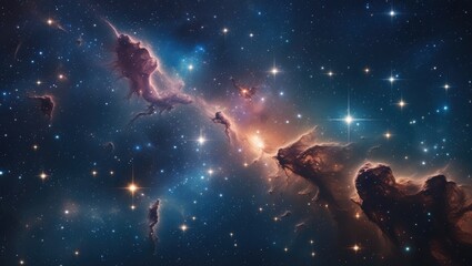 Star Clusters and Deep Space Nebulae in a Stunning Sci-Fi Landscape with Macro Details