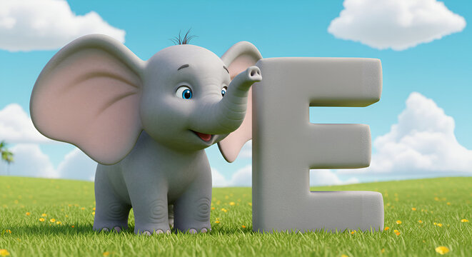A super colorful and bright composition featuring large 3D letters "A B C" in the center, each letter designed in soft,