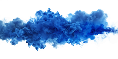 A blue smoke explosion border PNG isolated on white background.AI GENERATED