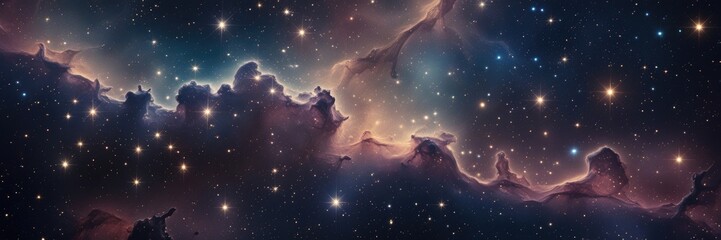 Star Clusters and Deep Space Nebulae in a Stunning Sci-Fi Landscape with Macro Details