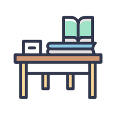 Book on Desk Icon Representing Classroom Learning and Educational Environment