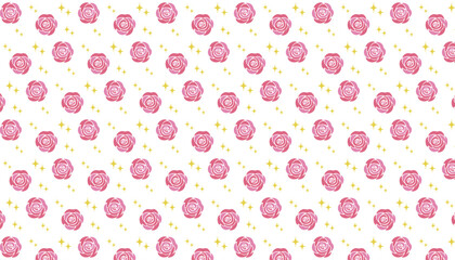 Pink rose and star pattern background, vector illustration with color swatch