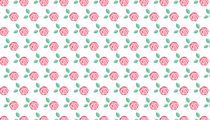 Pink rose and leaf pattern background, vector illustration with color swatch