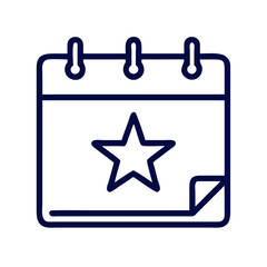 Calendar with Star Icon Representing Special Event and Important Date