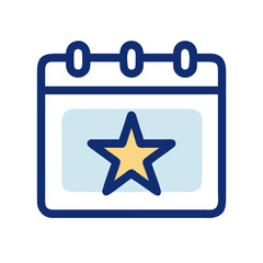 Calendar with Star Icon Representing Special Event and Important Date