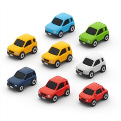 Colorful miniature toy cars in various colors.