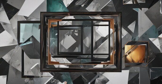 Abstract geometric photo collage, customizable image frames , layout, art, overlay