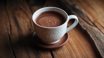 A cozy mug of hot cocoa, a delicious and creamy beverage perfect for winter and holiday comfort