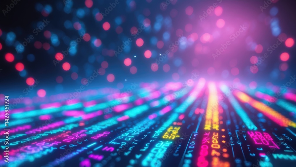 Aufkleber colorful bokeh light background with dual-tone wall, abstract blurred bokeh and textured lighting