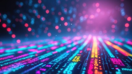 Colorful bokeh light background with dual-tone wall, abstract blurred bokeh and textured lighting