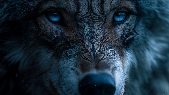 Fantasy wolf with a pattern on its fur