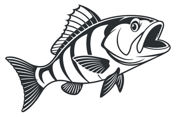 monochrome illustration of cod fish