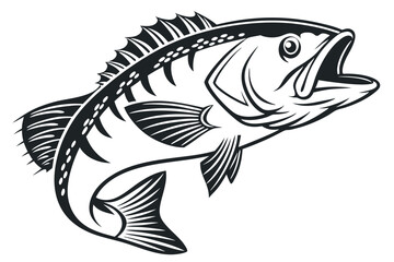 monochrome illustration of cod fish