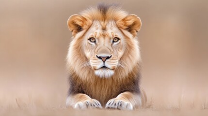 Fototapeta premium Majestic lion portrait in the savanna