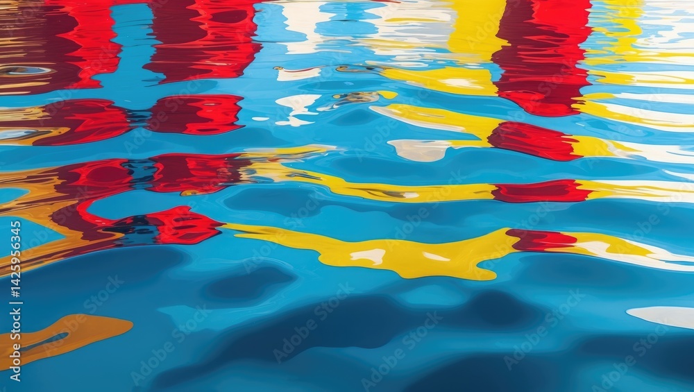 Aufkleber Abstract water surface with color reflection and textured background