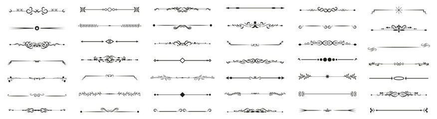 Floral divider collection. Set of black floral divider design elements