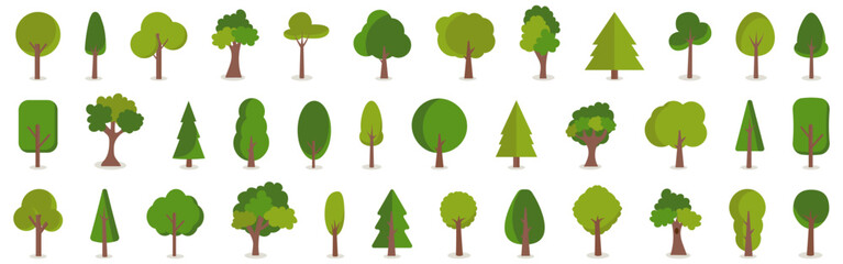 Set of different cartoon trees. Garden and forest tree in a flat design © top dog