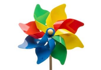 Colorful Pinwheel Toy: Stock Photo of Spinning Windmill transparent background