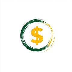Fototapeta premium Dollar sign, financial growth, green circle, white background, business concept