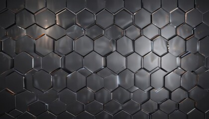 Subtle lighting highlights metallic hexagonal pattern, elegant backdrop, grid, silver, copper