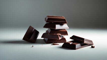 Dark chocolate chunks isolated on a background
