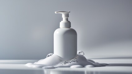 Obraz premium Cosmetic Dispenser Featuring Cleansing Foam Against a Background