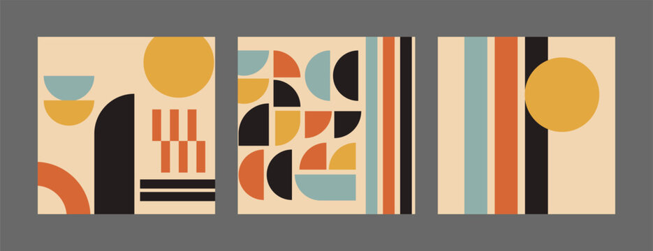 Mid-Century Modern Geometric Abstract Set