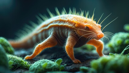 Fototapeta premium High-resolution microscopy of a resilient tardigrade revealing its intricate anatomy and natural habitat