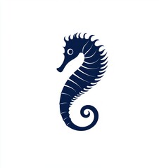 Fototapeta premium Dark blue seahorse illustration, ocean background, marine life design, for nautical decor